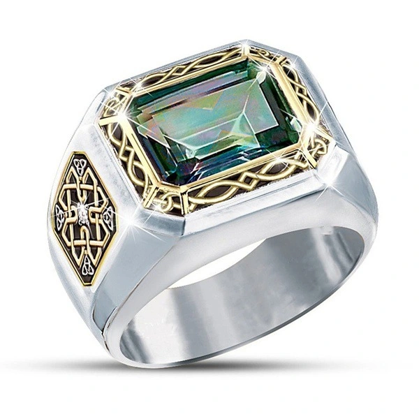 Square gem men's ring