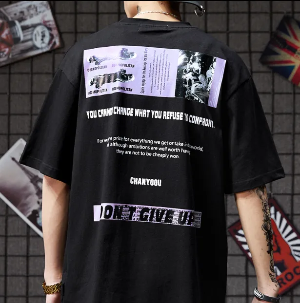 Trendy hip hop men's short-sleeved T-shirt