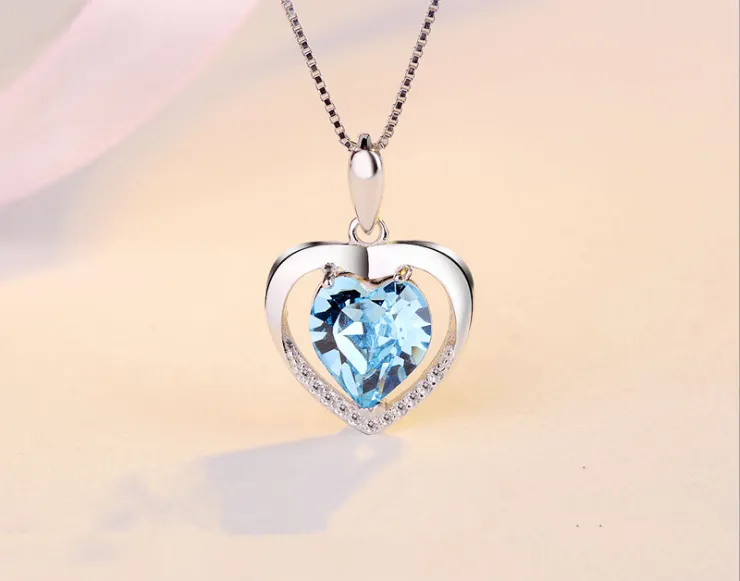 925 sterling silver my heart eternal necklace jewelry crystal pendant