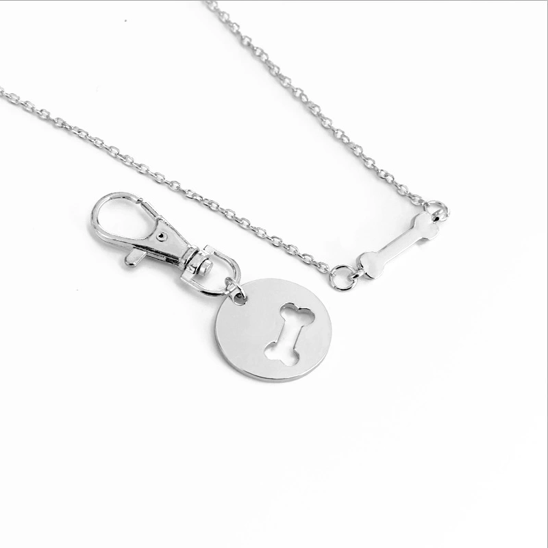 2pcs Set Dog Bone Matching Charm Necklace & Keychain Jewelry