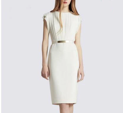 Short-sleeved round neck pleated dress female summer 2021 new long section slim ol temperament bag hip step skirt
