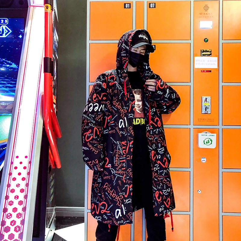 Men's Red Hip Hop Trench Coat