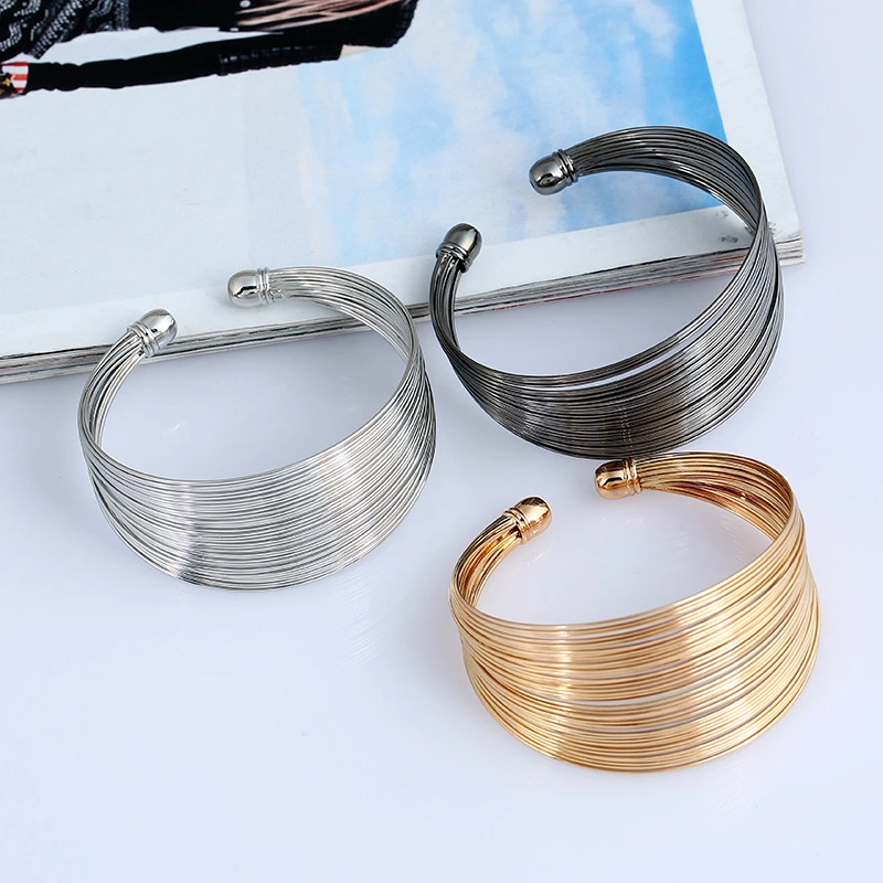 Metal wire smooth aperture cutout bracelet