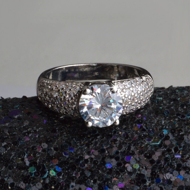 Zircon Copper Four-Claw Diamond Ring Lady