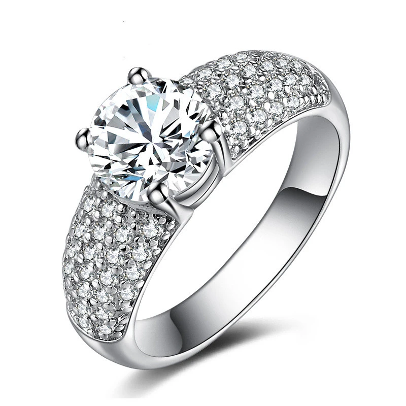 Zircon Copper Four-Claw Diamond Ring Lady