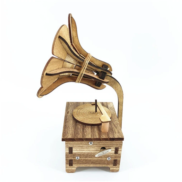 Wooden gramophone model retro music box