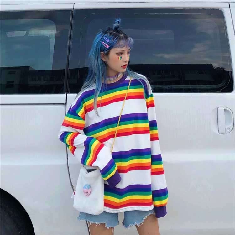 Rainbow stripe long sleeves