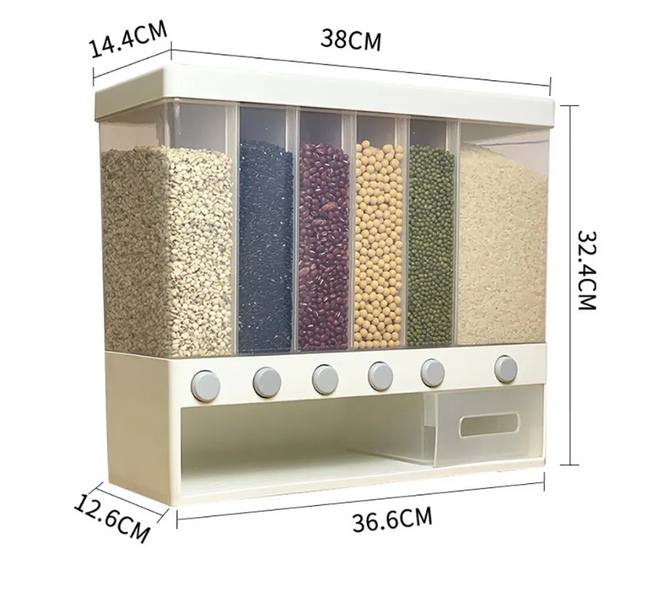 Grains Rice Bucket Wall-Mounted Rice Storage Box Can Be Hung on the Wall