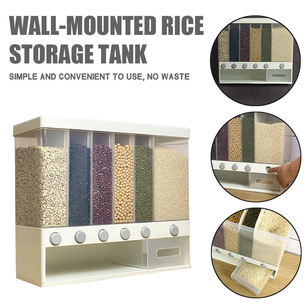 Grains Rice Bucket Wall-Mounted Rice Storage Box Can Be Hung on the Wall