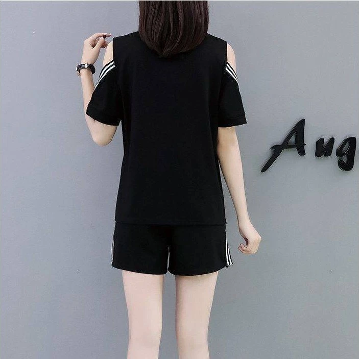 Fat Sister Slim Short Sleeve Shorts Two-piece Suit