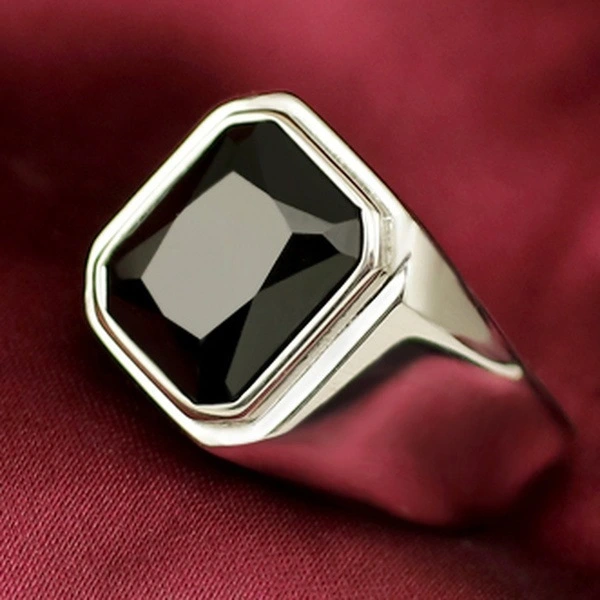 Men's square alloy zircon ring