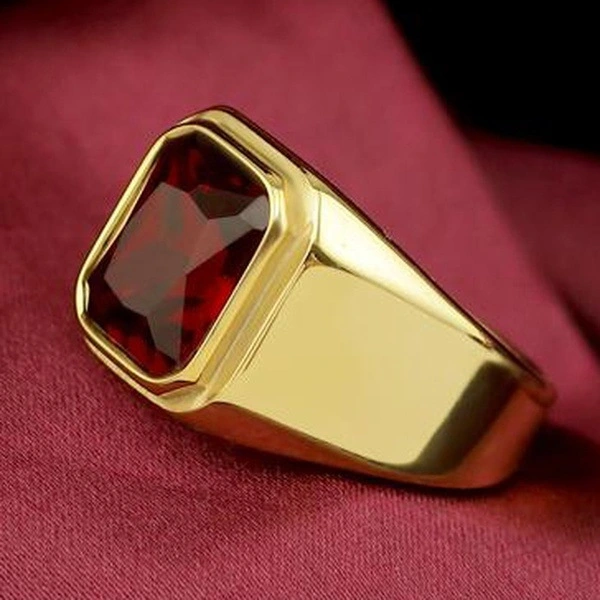 Men's square alloy zircon ring
