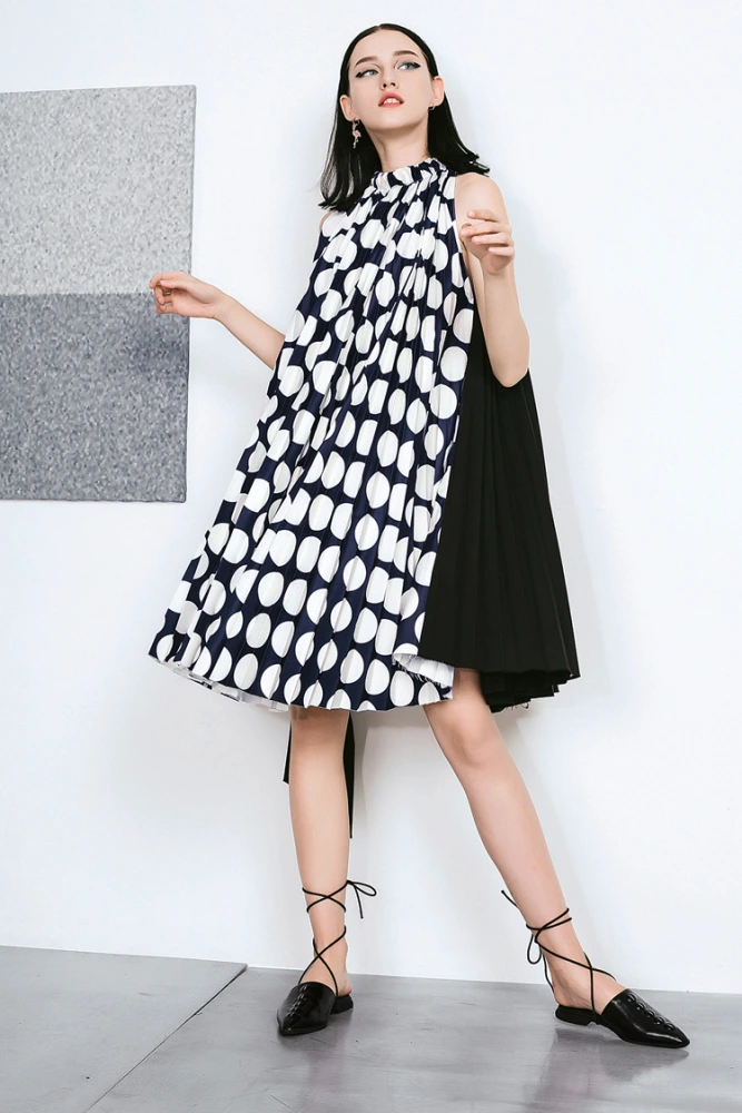 Polka-dot chiffon dress
