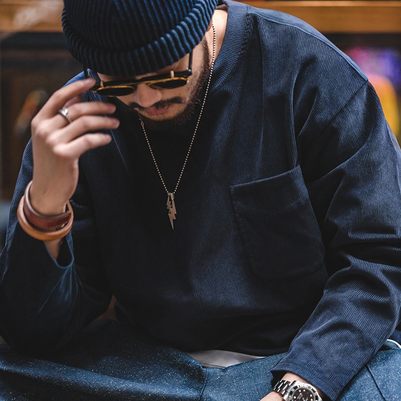 Retro Corduroy Suede Stitching Sweater Autumn And Winter Stacking Pocket Ins Hoodless Jacket