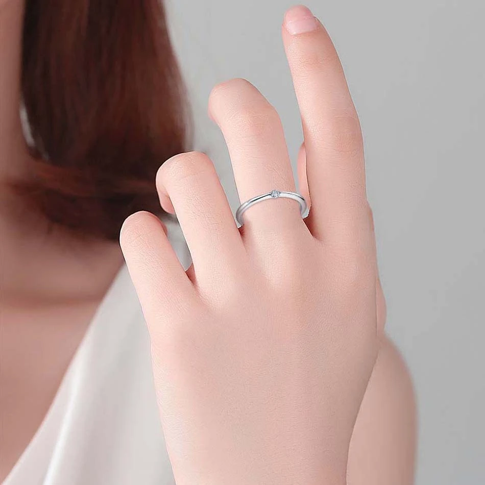 European and American popular sterling silver jewelry S925 silver fashion single diamond ring 14k gold-plated personalized ring jewelry