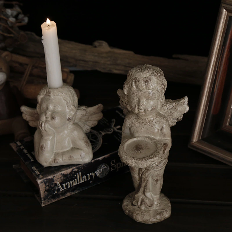 Nordic Retro Cupid Angel Candle Holder Decoration Ornaments Grocery Garden Courtyard