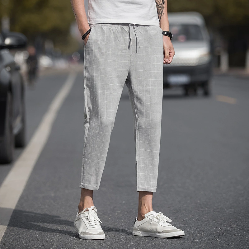 Men's checked casual pants