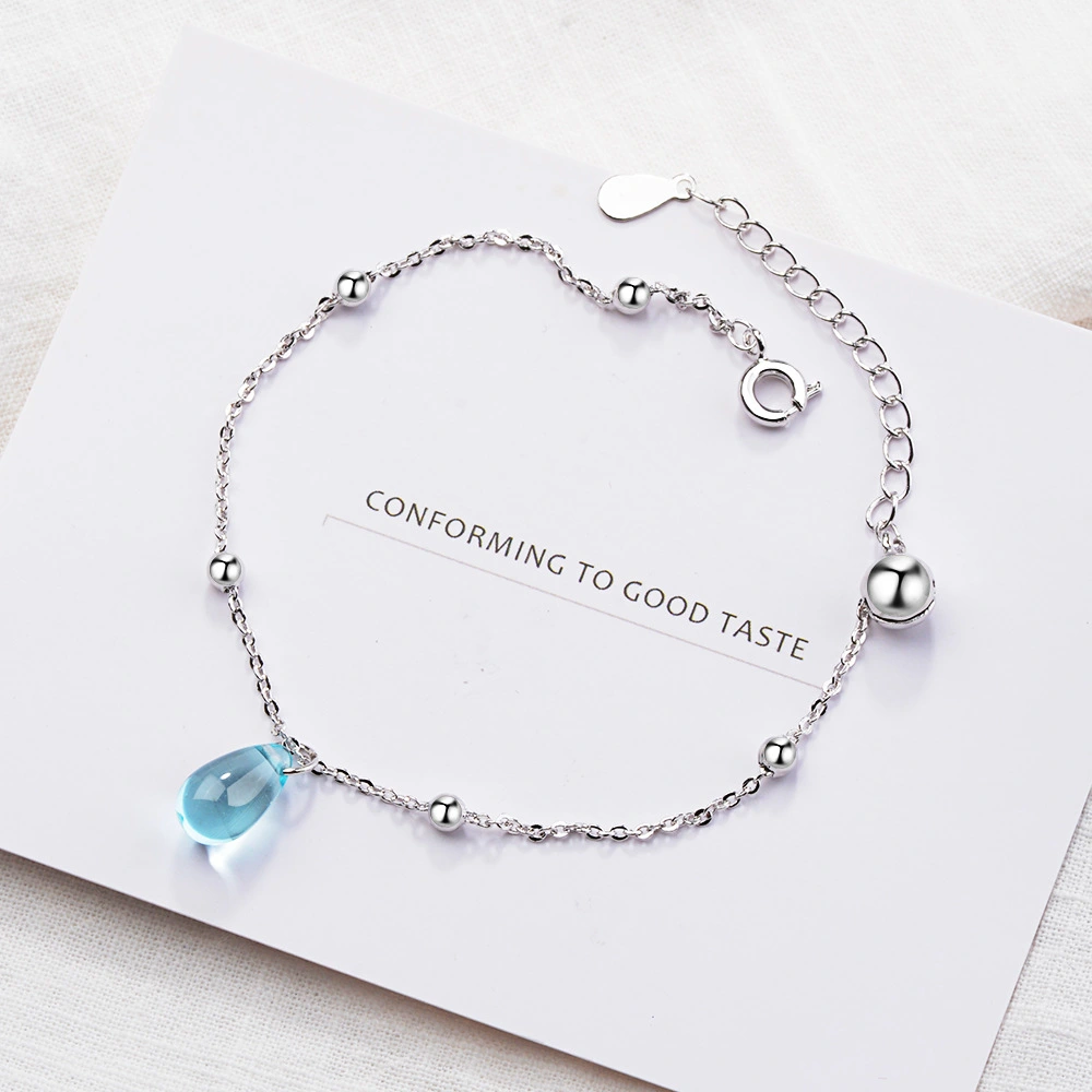 Blue artificial crystal glass bracelet