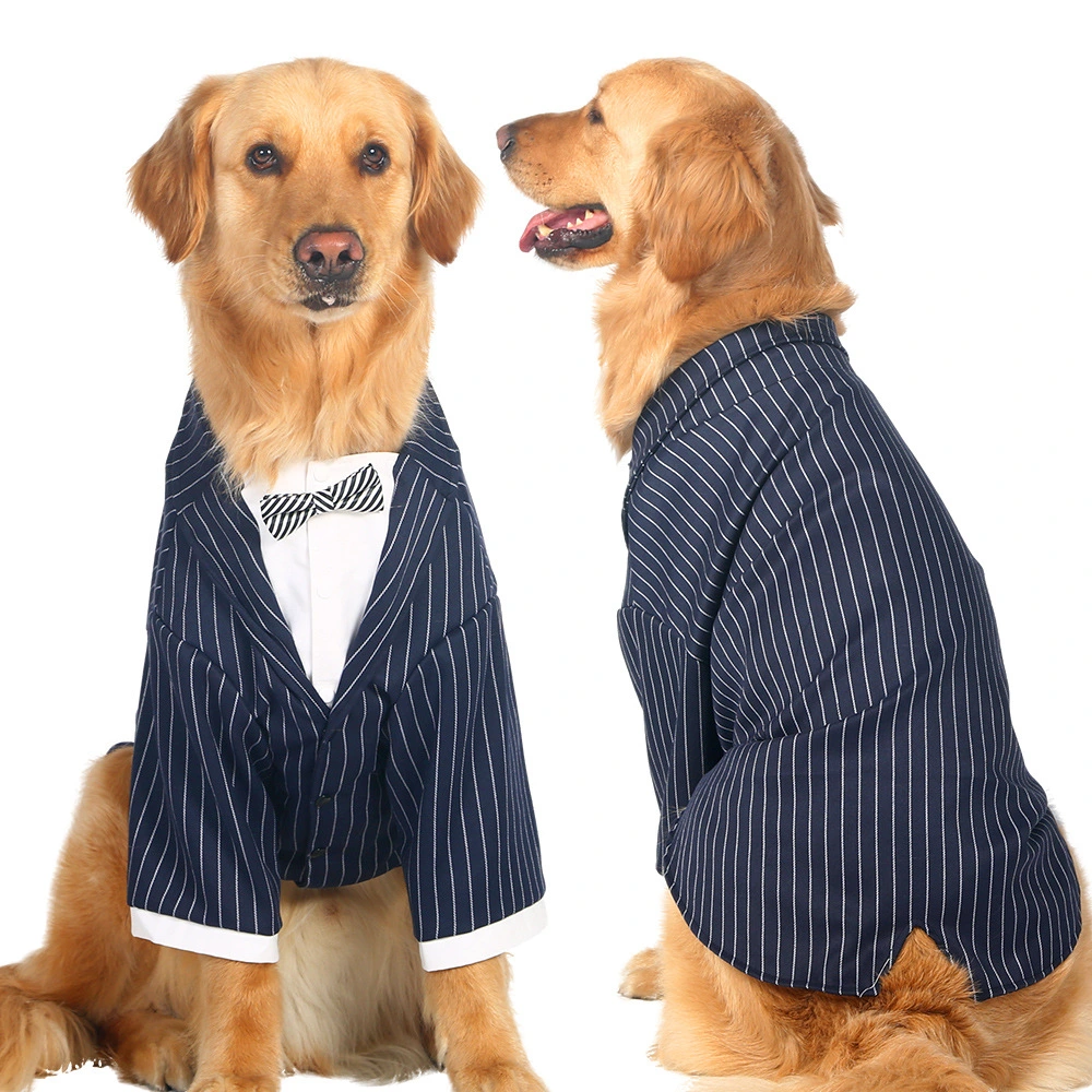 Striped bow tie suit dog clothes