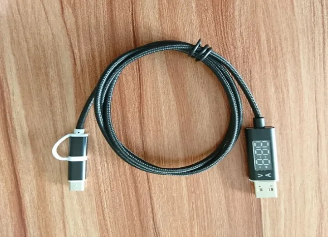 Bakeey Micro USB 2 In 1  Type C Charging Cable Current Voltage Display Nylon Braided Charger Cable For
