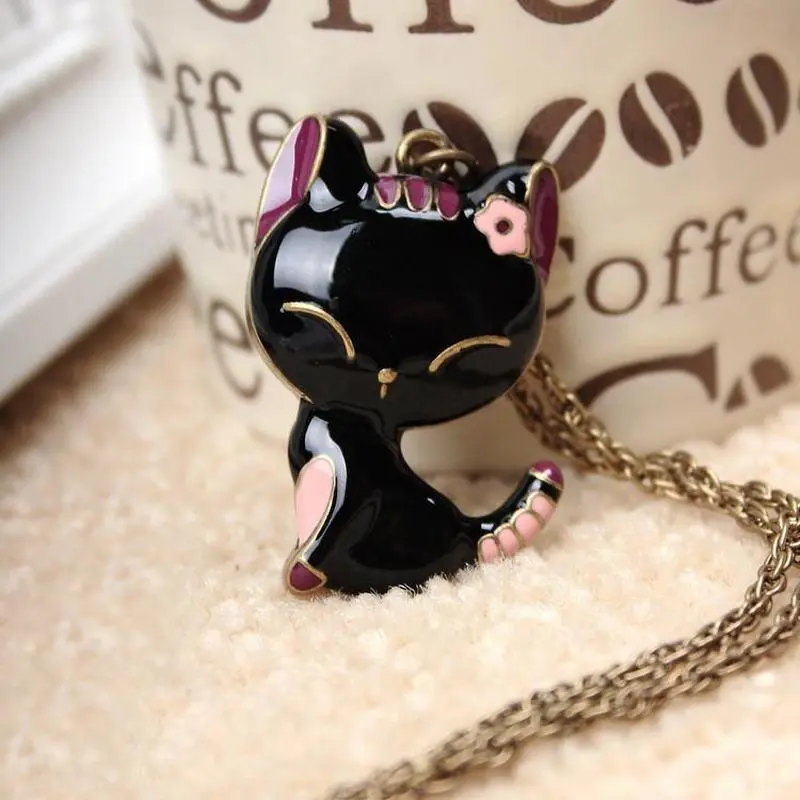 Smiling Black Cat Necklace