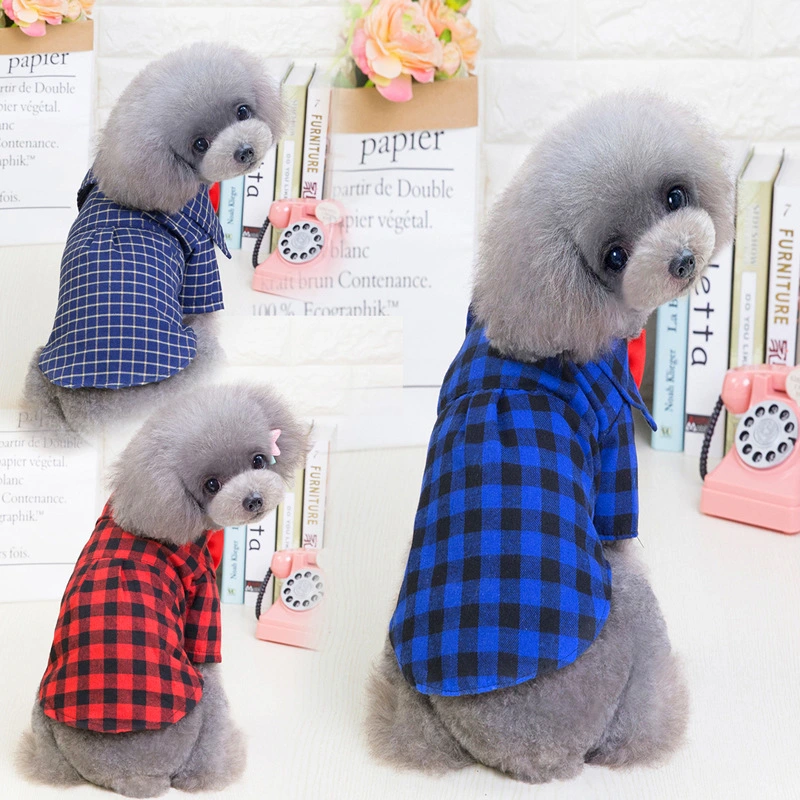 Pet Clothes New Dog Plaid Shirt European And American Suit Pet CLothes