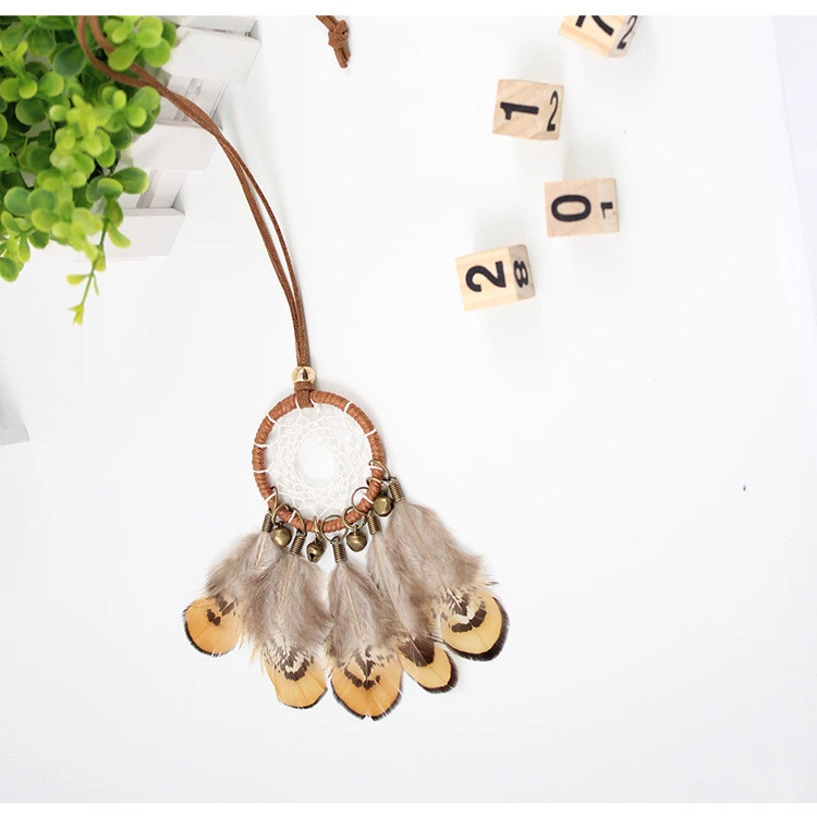 Feather Bell Dream Catcher Necklace Sweater Chain
