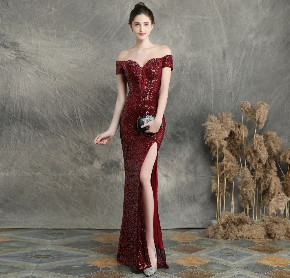 Long, sexy toasted dress