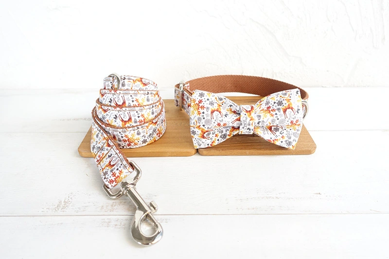 Christmas Series Dog Collar Bow Traction Set