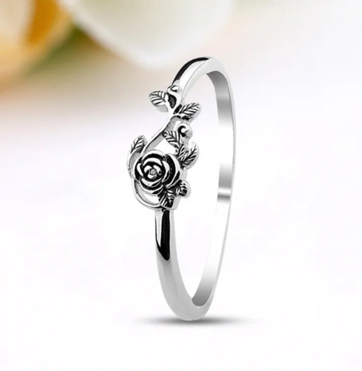 Vintage Thai Silver Rose Ring