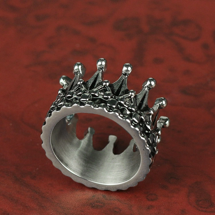 Stainless steel steel crown ring silver men and women couple jewelry