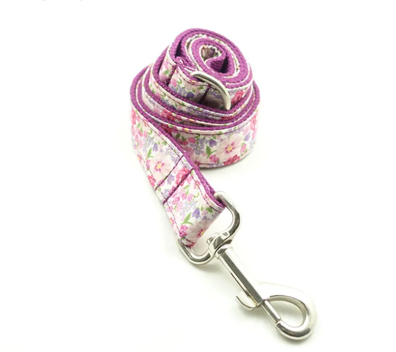 Purple flower dog leash