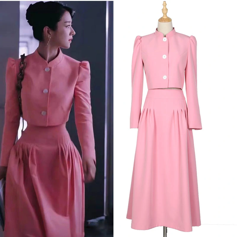 Pink short blazer jacket skirt