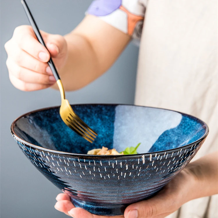 Starry Thread Bowl Ceramic Ramen Bowl Large Soup Bowl Household