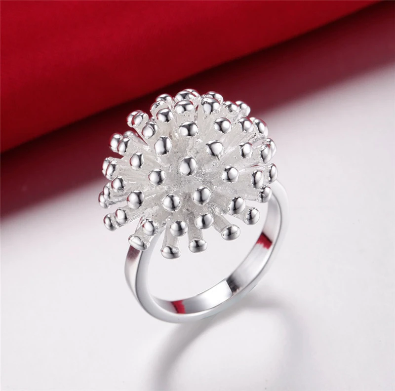 Fireworks Shape Copper Plated Silver Ring Lady