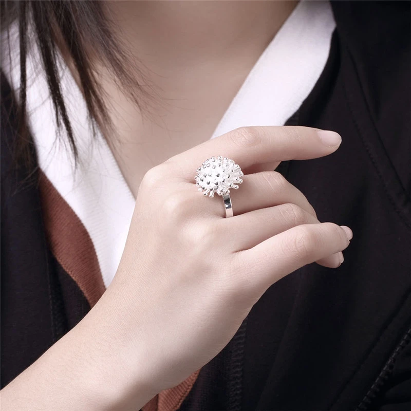 Fireworks Shape Copper Plated Silver Ring Lady
