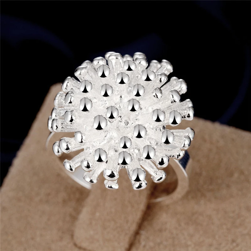 Fireworks Shape Copper Plated Silver Ring Lady