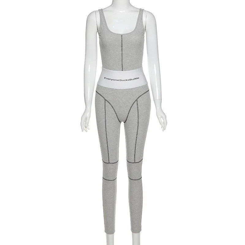 Waisted sleeveless sport jumpsuit