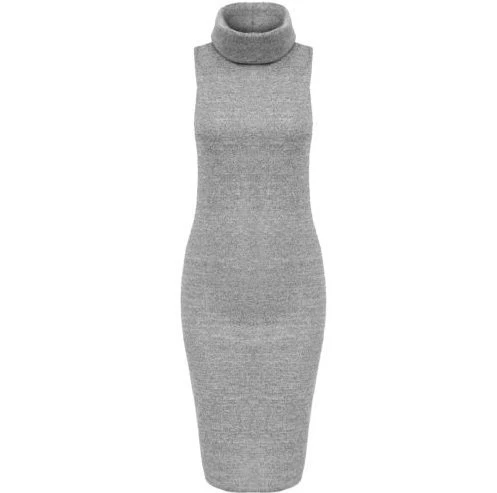 High neck sexy bag hip sleeveless knit pencil dress