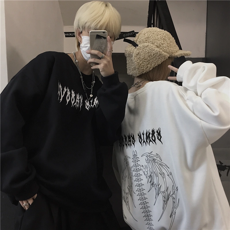 Women's White Pullover and Velvet Hoodless Sweater