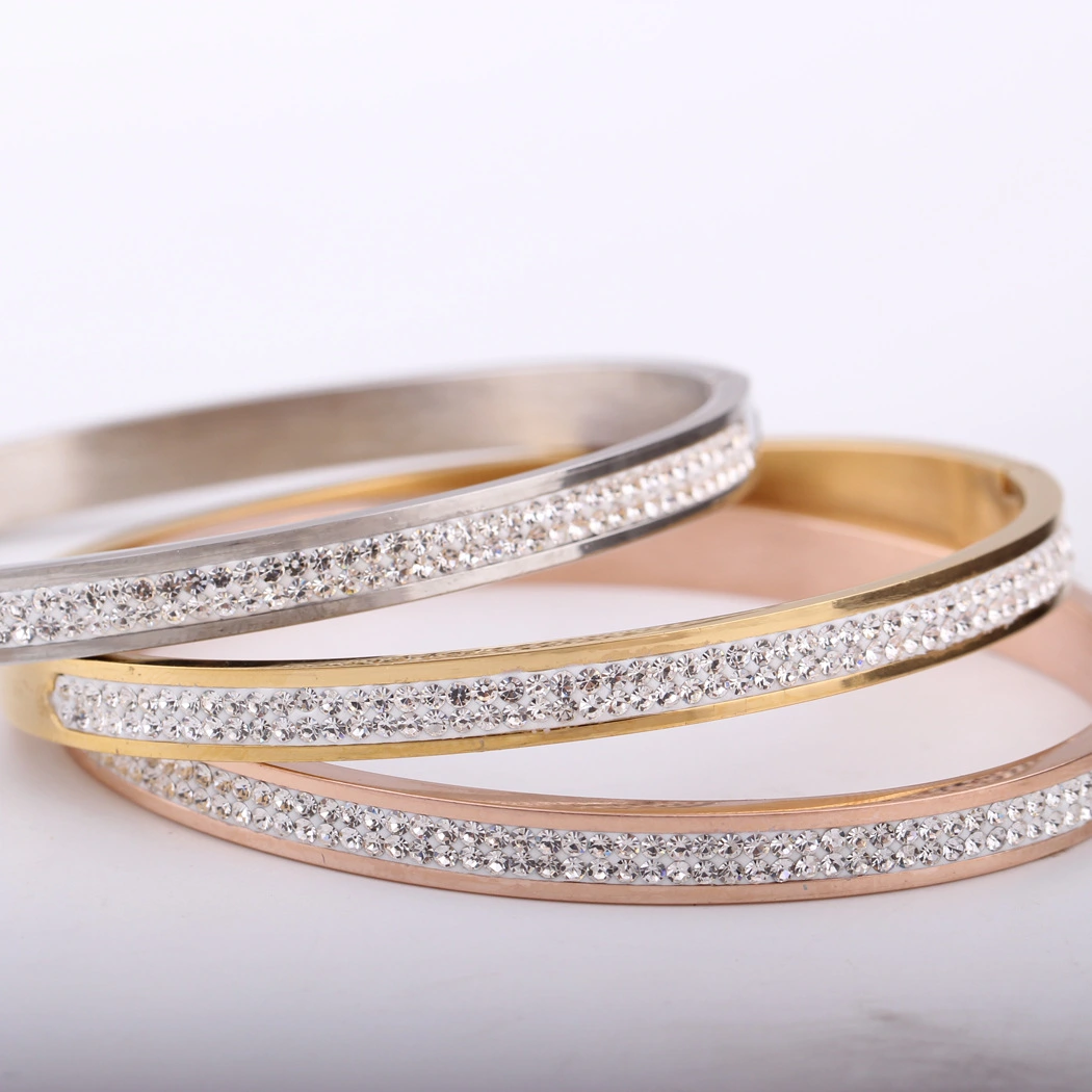 Stainless steel bracelet with diamonds