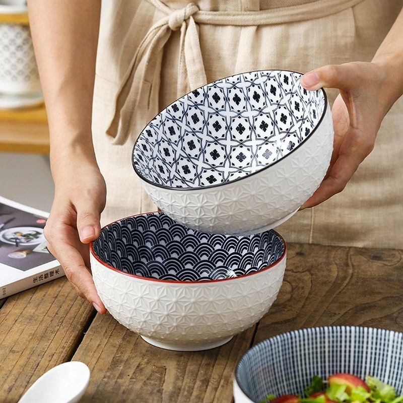 Creative embossed ramen bowl