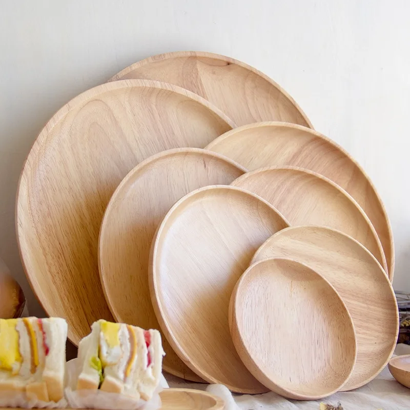 Japanese-style wooden tray household round