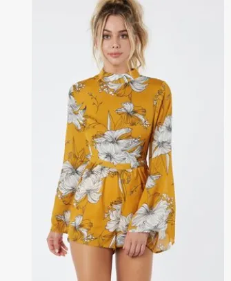 European and American sexy jumpsuit 2021 summer new Zinc women's hanging neck long-sleeved printed leisure holiday beach pants