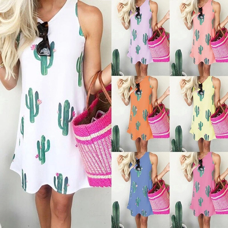 Digital Print Sleeveless Tank Dress