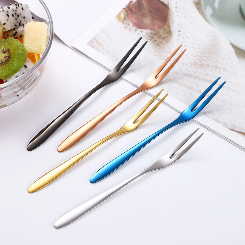 Creative Two Tooth Stainless Steel Fruit Fork