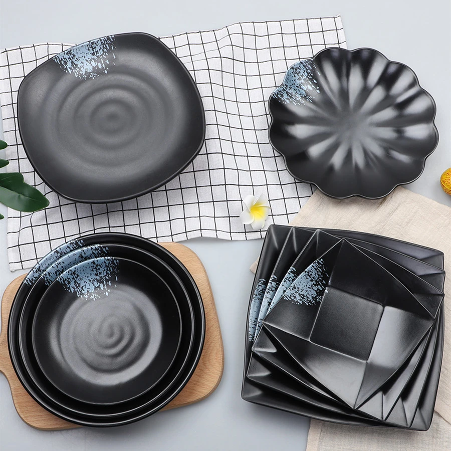 Black side dish melamine tableware