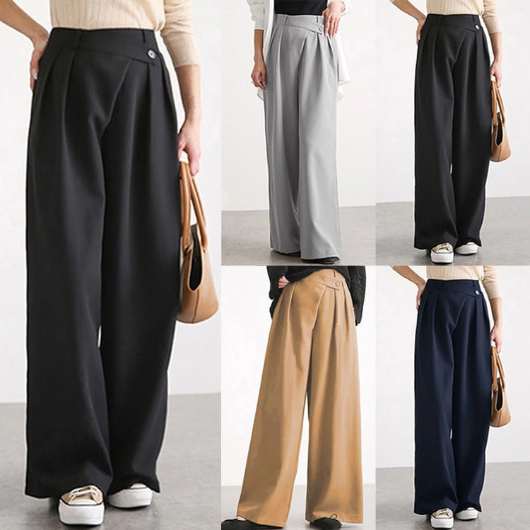 Ladies Fashion Irregular Belt Wide Leg Pants