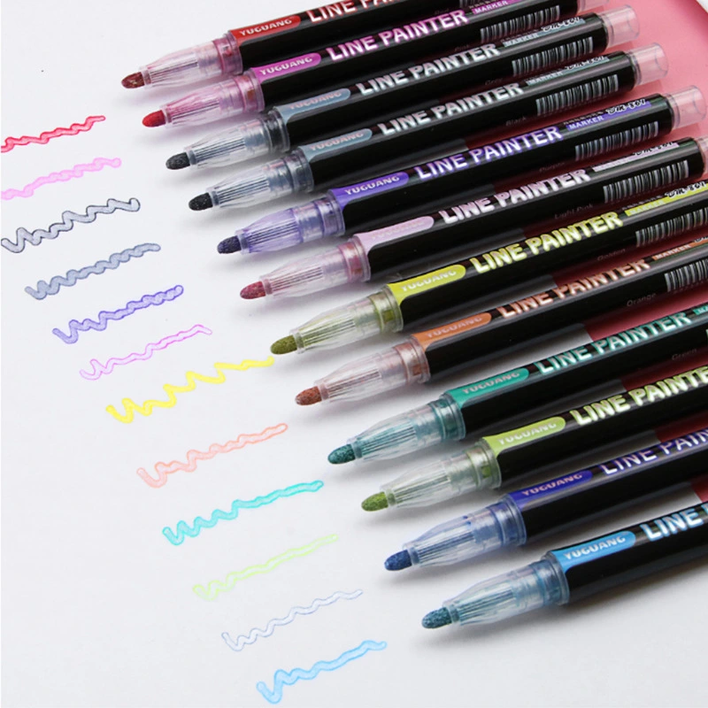 Two-Line Pen Color Metal 12 Color Set Outline