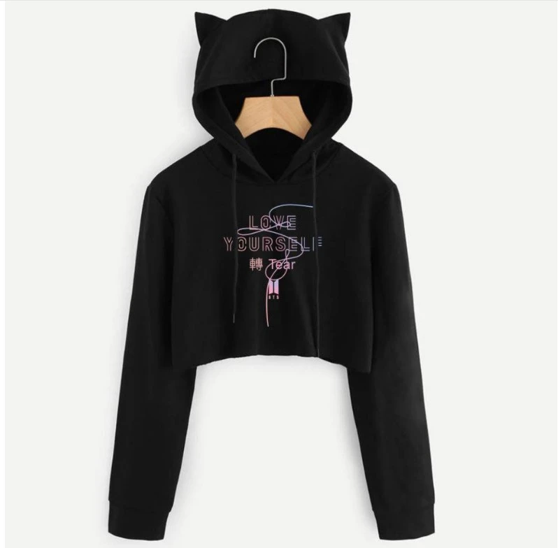 Peripheral cat ear exposed navel sweater new style